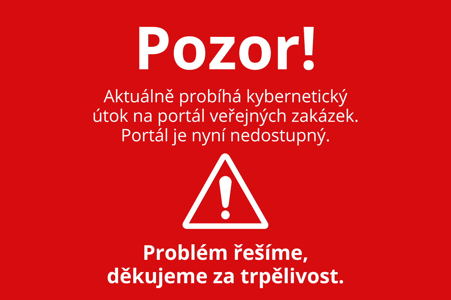 Portál veřejných zakázek aktuálně čelí kybernetickému útoku 
